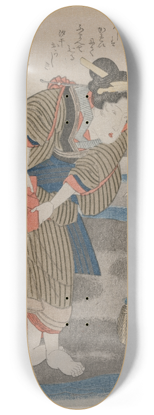 Utagawa Kuniyoshi - Woman Fastening her Skirts; from the series Five Pictures of Low Tide 8.25 inch art skate deck