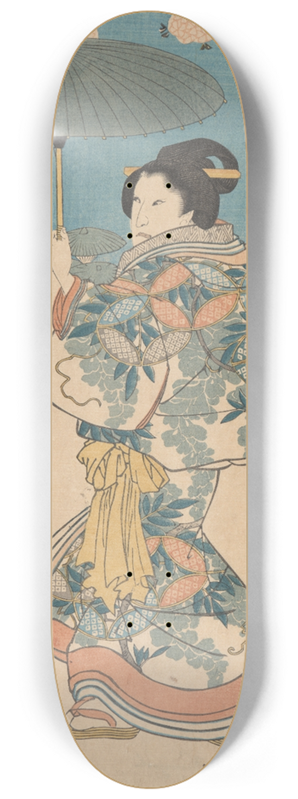 Utagawa Kuniyoshi - Woman with Green Umbrella 8.25 inch art skate deck