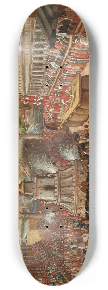 Venetian School - The Giovedi grasso festival with the Forze dErcole in the Piazetta, Venice 8.25 inch art skate deck