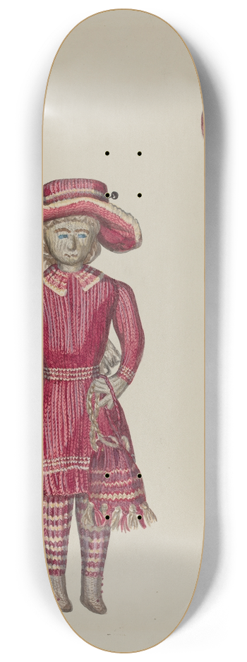 Verna Tallman - Knitted Doll with Flag 8.25 inch art skate deck