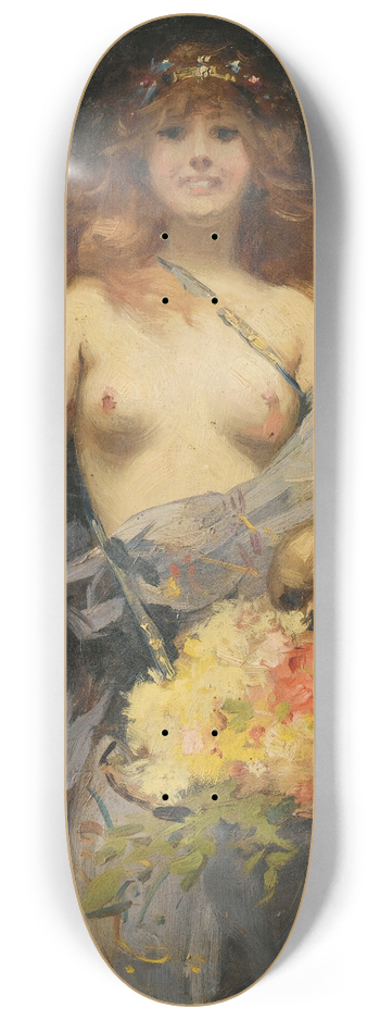 Victor Emile Prouv - The flower vendor 8.25 inch art skate deck