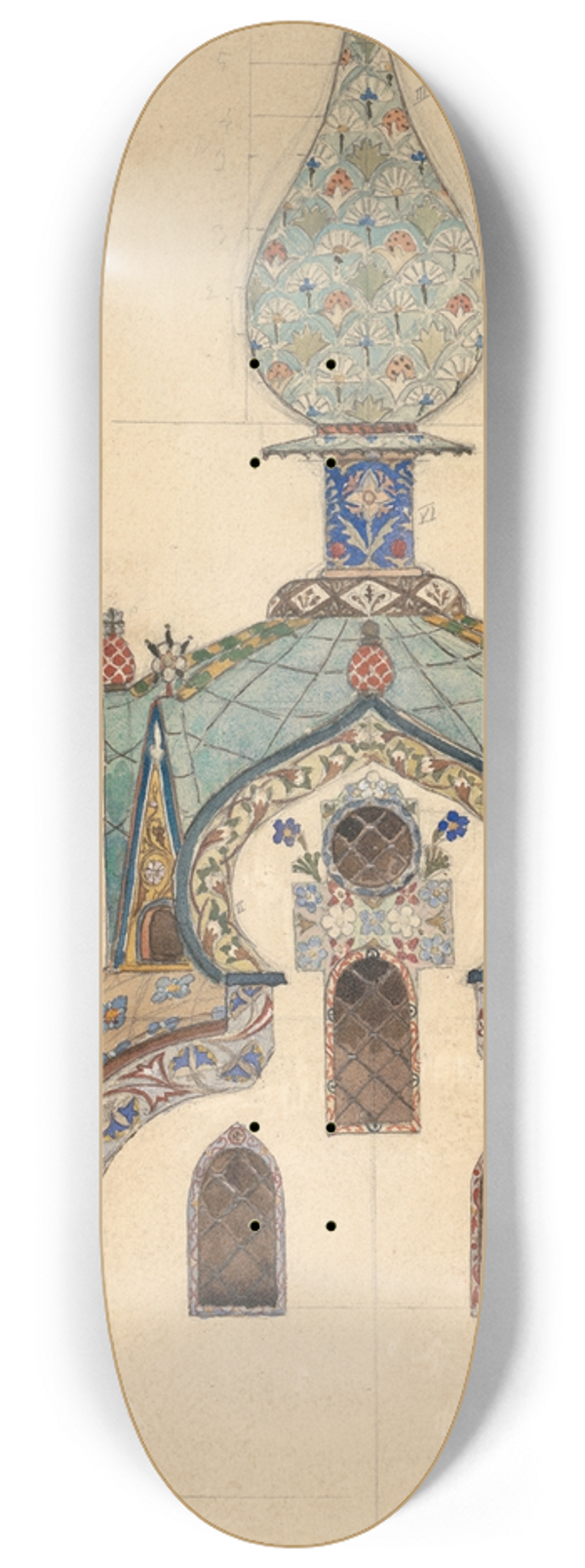 Victor Mikhailovich Vasnetsov - Chapel on the grave of Andrey Mamontov (1869-1891) in Abramtsevo 8.25 inch art skate deck