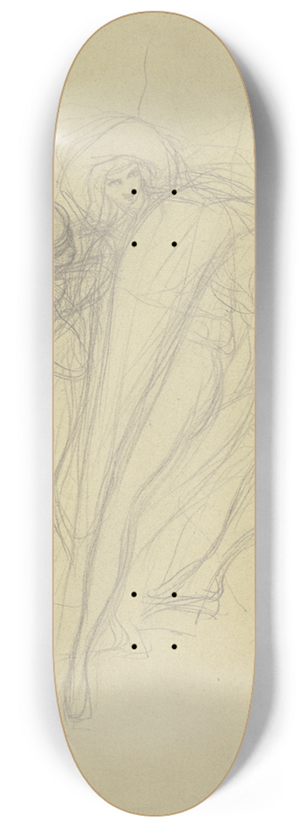 Victor Mller - Ein Mann mit groem Hut, dem sich eine Frau anschmiegt, rechts eine sitzende Figur 8.25 inch art skate deck