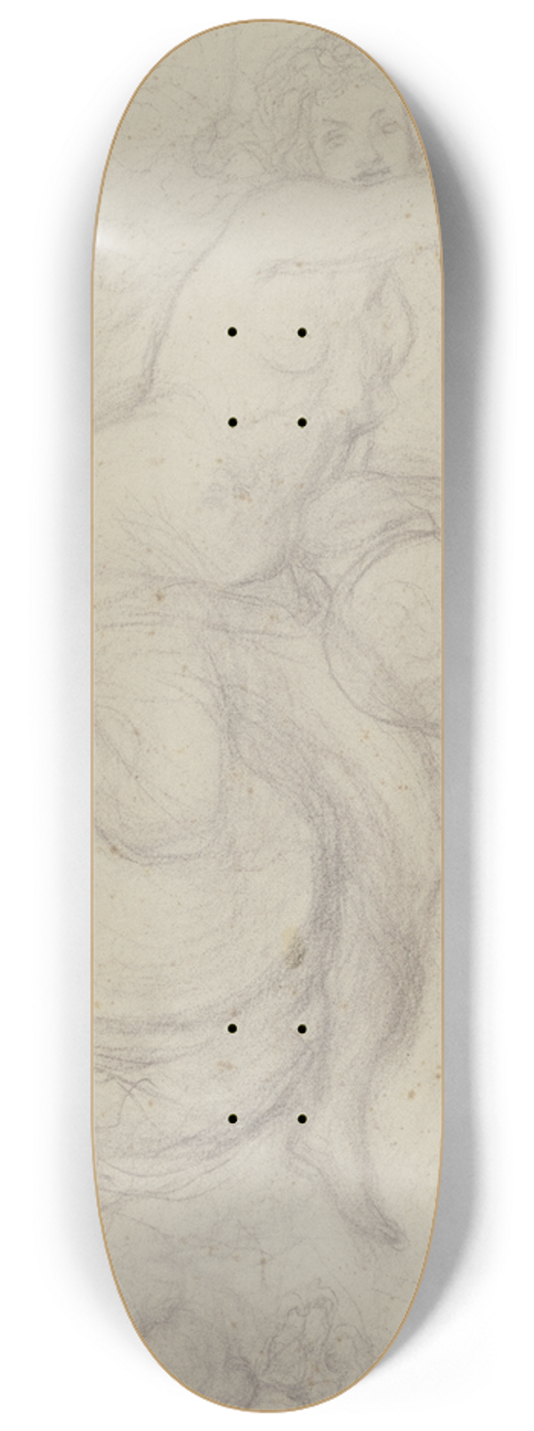 Victor Mller - Geflgelter weiblicher Akt, mit angewinkeltem rechten Bein auf einer Kugel reitend 8.25 inch art skate deck