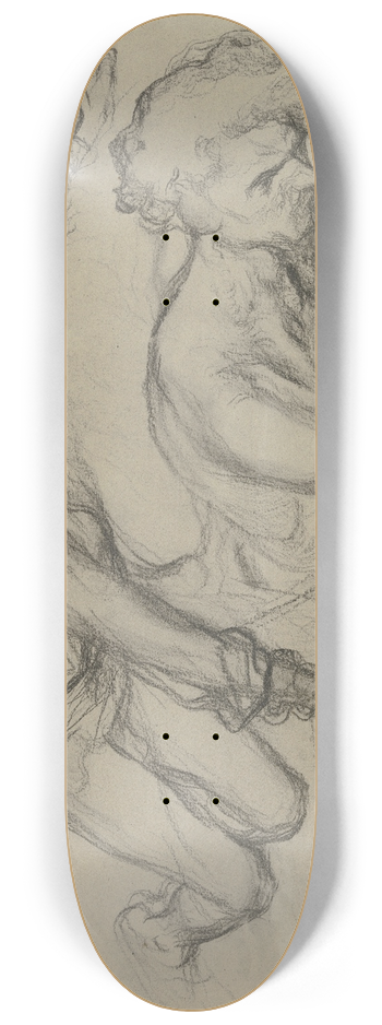 Victor Mller - Kniender, vor sich herab schauender Mann , die Hnde breit aufgesttzt 8.25 inch art skate deck