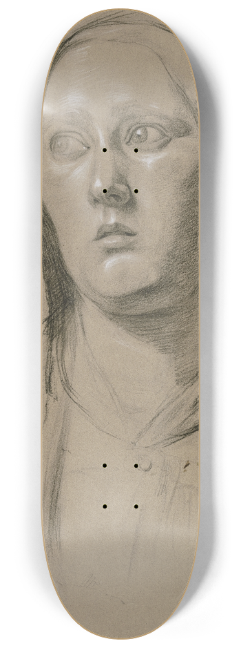 Victor Mller - Kopf einer Frau in Vorderansicht, den bangen Blick nach links gerichtet 8.25 inch art skate deck