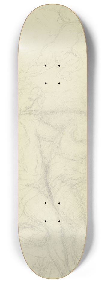 Victor Mller - Mnnlicher und weiblicher Halbakt in antikischer Umgebung, darber schwebend ein Harfe spielender Putto 8.25 inch art skate deck