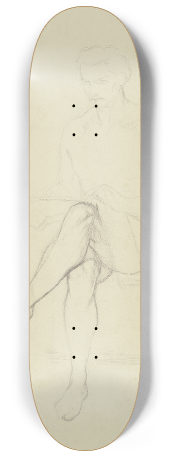 Victor Mller - Sitzender Hartmut als Akt, aus Ritter Hartmut von Kronberg bei dem Reformator Oecolampadius in Basel 8.25 inch art skate deck