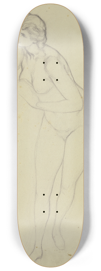 Victor Mller - Stehende Frau als Aktfigur, aus Ritter Hartmut von Kronberg bei dem Reformator Oecolampadius in Basel 8.25 inch art skate deck