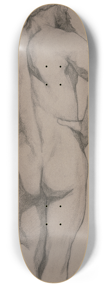 Victor Mller - Stehender mnnlicher Rckenakt, den Kopf im verlorenen Profil nach rechts, die Rechte in die Hfte gesttzt 8.25 inch art skate deck