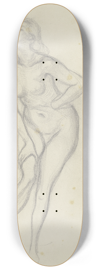 Victor Mller - Stehender weiblicher Akt, die Linke in die Hfte gesttzt, die Rechte auf dem Oberschenkel 8.25 inch art skate deck