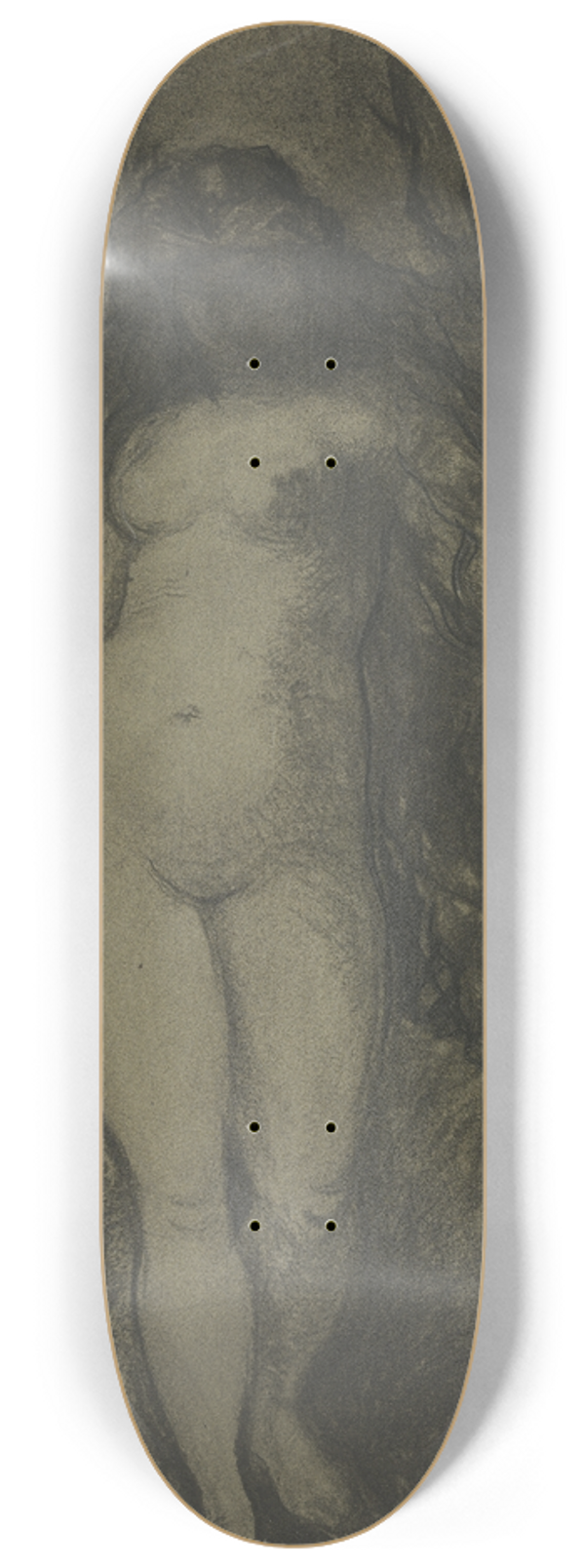 Victor Mller - Weiblicher Akt in nchtlicher Landschaft bei aufgehendem Vollmond 8.25 inch art skate deck