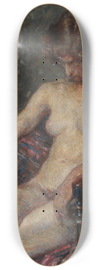 Viggo Johansen - En ngen kvindelig model siddende p en stol 8.25 inch art skate deck