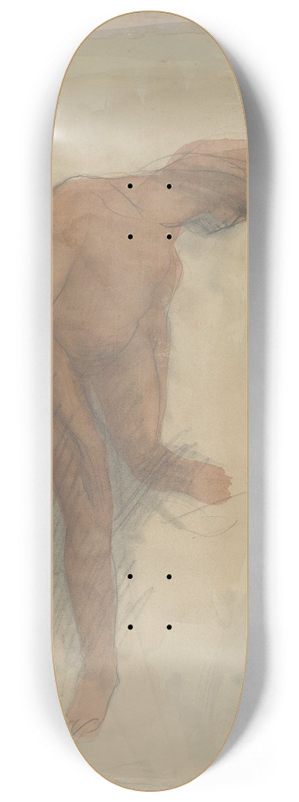 Auguste Rodin - Nude female figure holding left foot 8.25 inch art skate deck