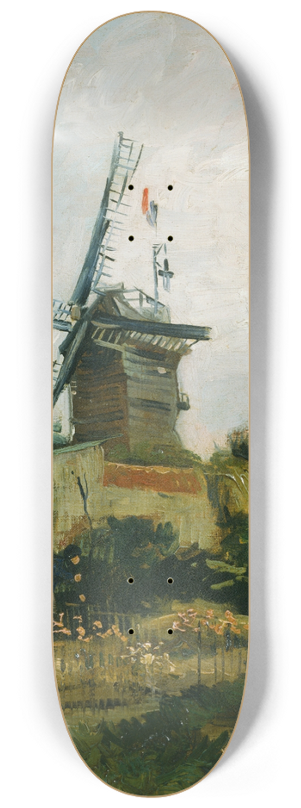 Vincent van Gogh - Windmills on Montmartre 8.25 inch art skate deck