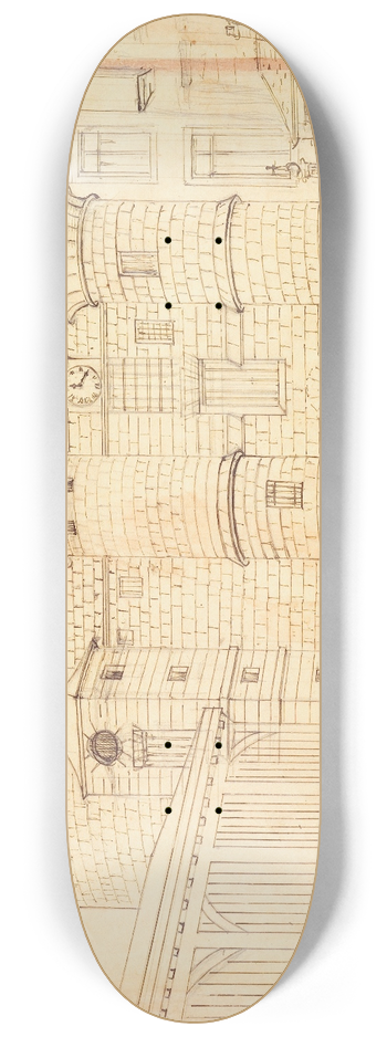 Auguste-Sbastien Bnard - Le Grand Chtelet un jour de Carnaval. 8.25 inch art skate deck