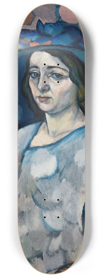 Vladimir Davidovich Baranov-Rossine - Lady In A Blue Hat 8.25 inch art skate deck
