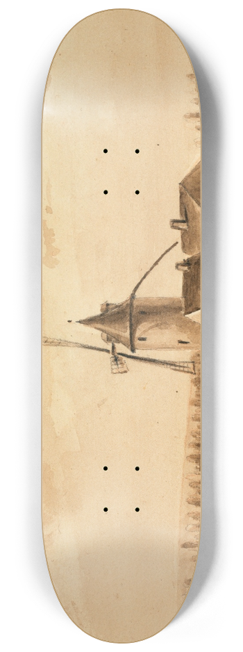 Auguste-Sbastien Bnard - Moulin de Longchamp. 8.25 inch art skate deck