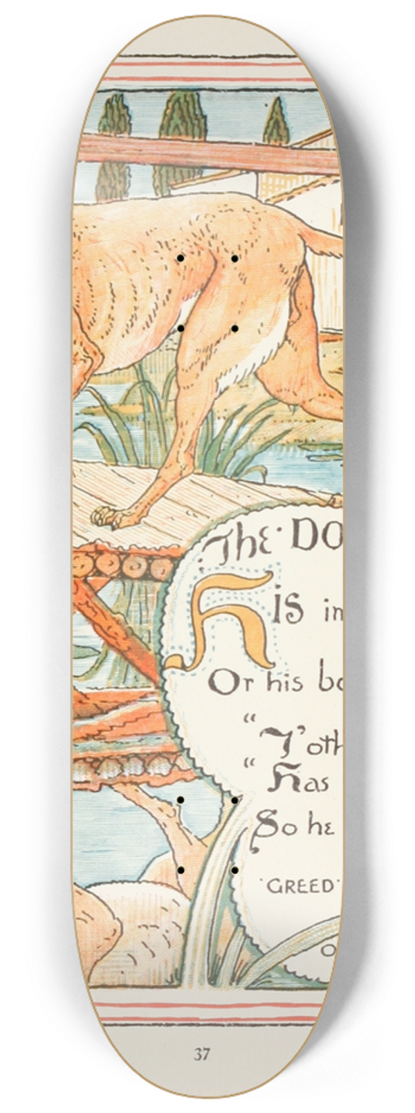 Walter Crane - The Dog and the Shadow 8.25 inch art skate deck