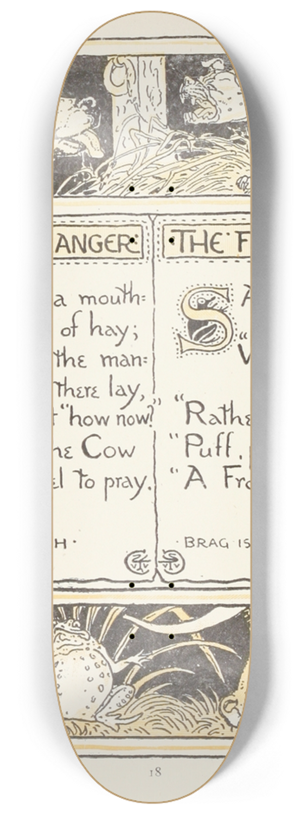 Walter Crane - The Dog in the Manger, The Frog and the Bull 8.25 inch art skate deck