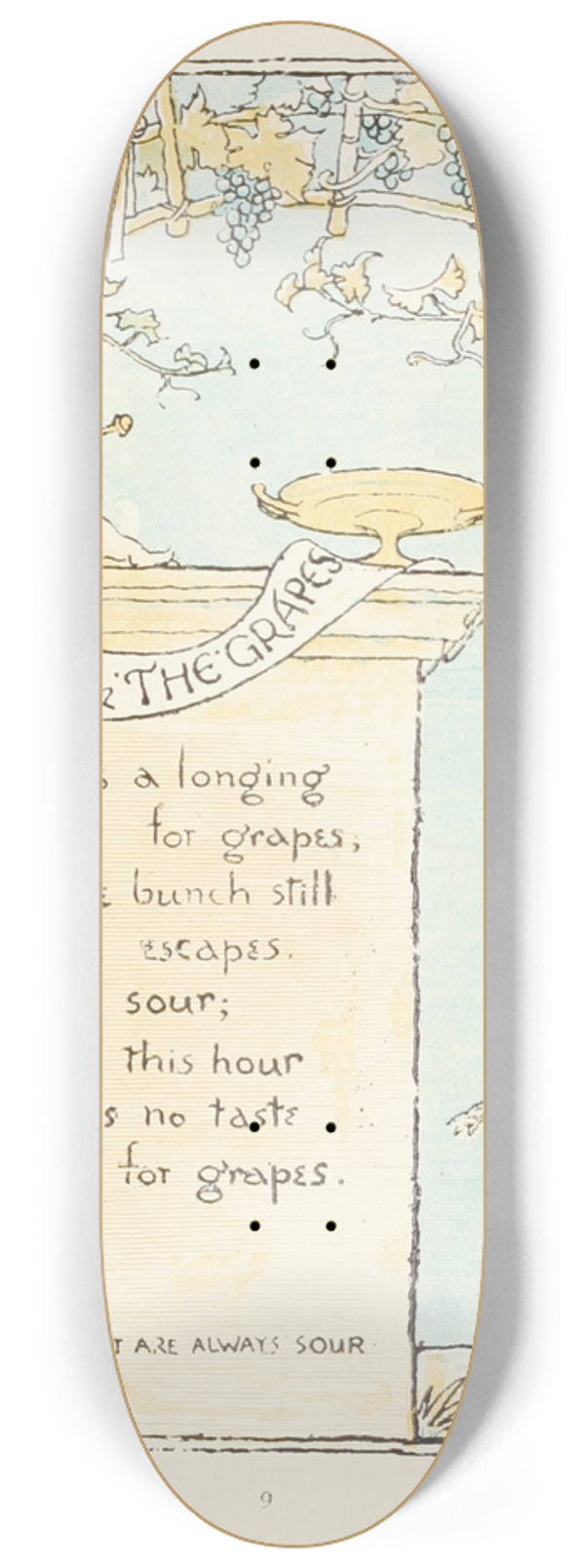 Walter Crane - The Fox and the Grapes 8.25 inch art skate deck