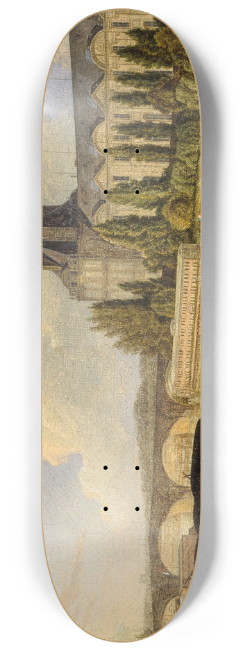 Auguste Wynantz - Le pont Royal et le Pavillon de Flore, vus du quai Voltaire 8.25 inch art skate deck