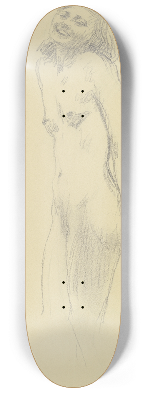 August Haag - Stehender Mdchenakt, lachend 8.25 inch art skate deck