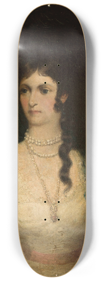 Wandalin Strzaecki - Portrait of a woman in a white dress 8.25 inch art skate deck