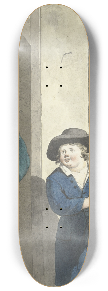 W. Barthautz - Jongen met een pot bij een vrouw leunend op een onderdeur 8.25 inch art skate deck