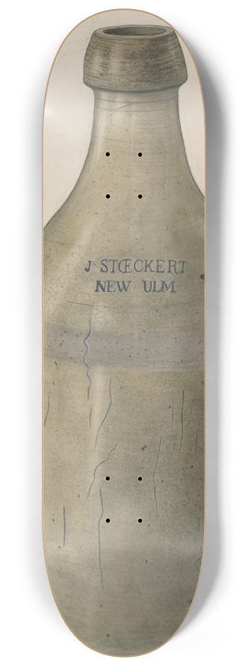 Wilbur M Rice - Stoneware Beer Bottle 8.25 inch art skate deck