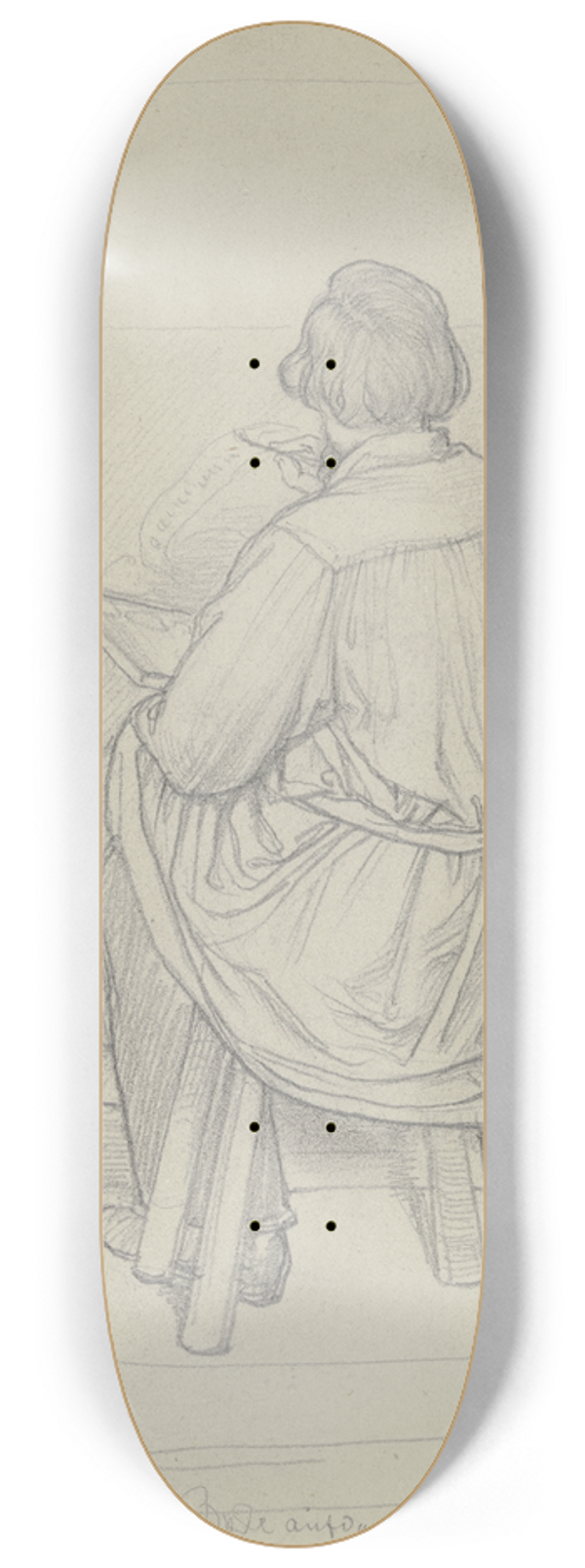 Wilhelm Amandus Beer - Der Maler Leopold Bode als Rckenfigur sitzend bei der Arbeit 8.25 inch art skate deck