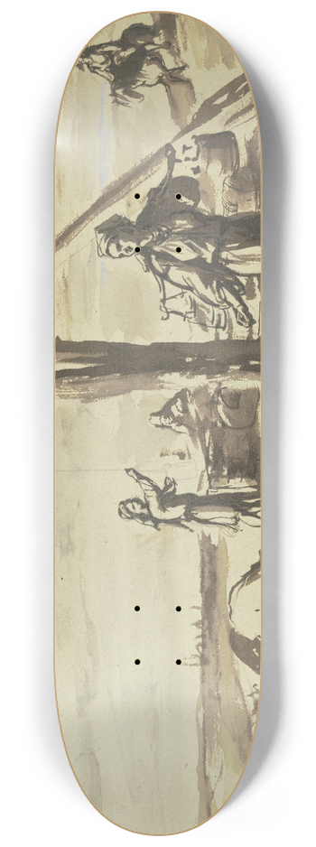 Wilhelm Amandus Beer - Drawing well in landscape 8.25 inch art skate deck