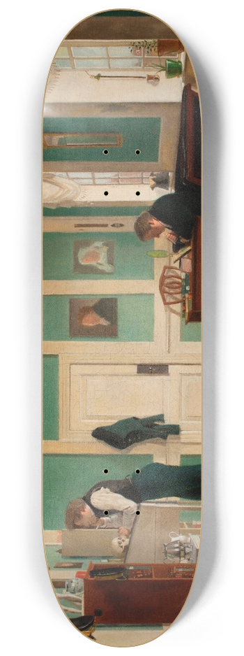 Wilhelm Bendz - Interior from Amaliegade. Captain Carl Ludvig Bendz standing and Dr. Jacob Christian Bendz seated 8.25 inch art skate deck