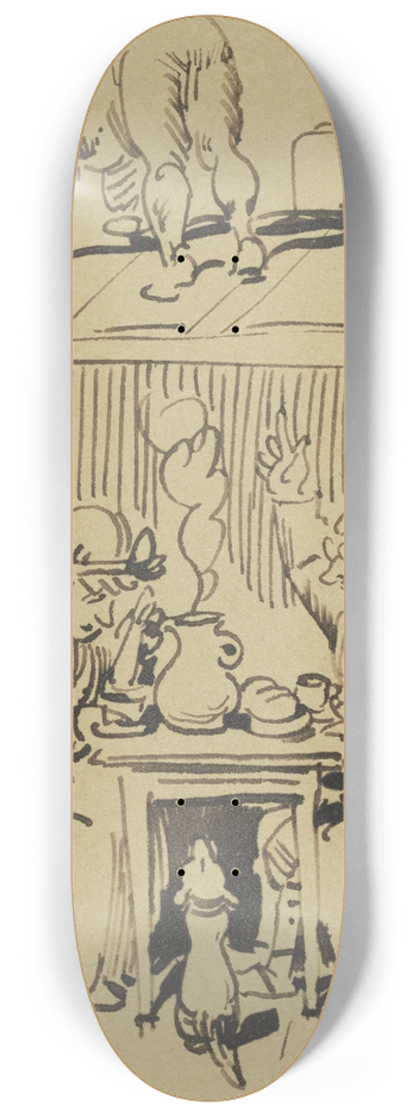 Wilhelm Busch - Derweil sitzt unten beim Kaffee ; Herr Meck und deutet in die Hh 8.25 inch art skate deck
