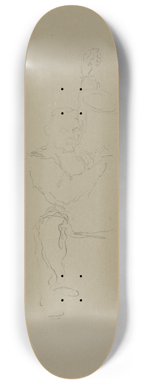 Wilhelm Busch - Skizze eines betrunkenen am Boden liegenden Mannes 8.25 inch art skate deck