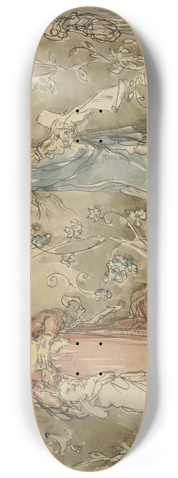 Wilhelm Busch - Vier allegorische Frauendarstellungen 8.25 inch art skate deck