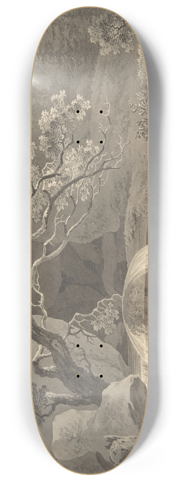 Wilhelm Friedrich Gmelin - Landscape with Waterfall 8.25 inch art skate deck