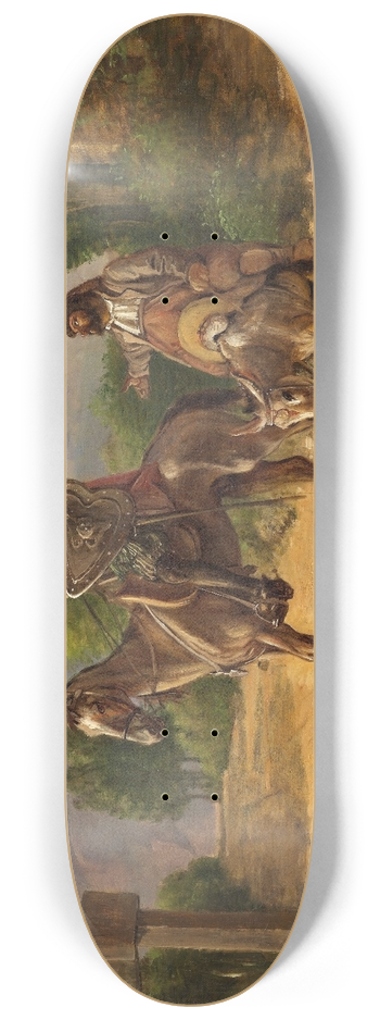 Wilhelm Marstrand - Don Quixote and Sancho Panza at a crossroad 8.25 inch art skate deck