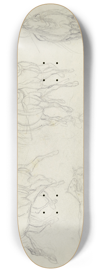 August Lucas - Study of horses, at a trot 8.25 inch art skate deck