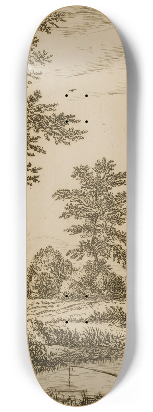 Wilhelm von Bemmel - Landscape with Brook 8.25 inch art skate deck