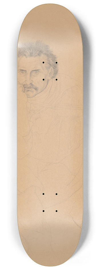 Wilhelm von Kaulbach - Study of a Madman for Das Narrenhaus 8.25 inch art skate deck