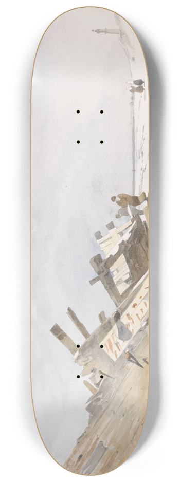 Willem Anthonie van Deventer - Wrakhout op het strand van Renesse te Schouwen-Duivenland 8.25 inch art skate deck