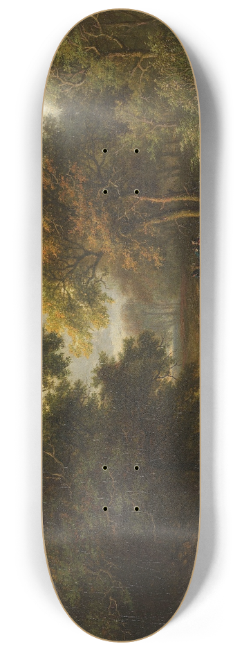 Willem Bodeman - Waldlandschaft mit Weiher und Rastenden 8.25 inch art skate deck