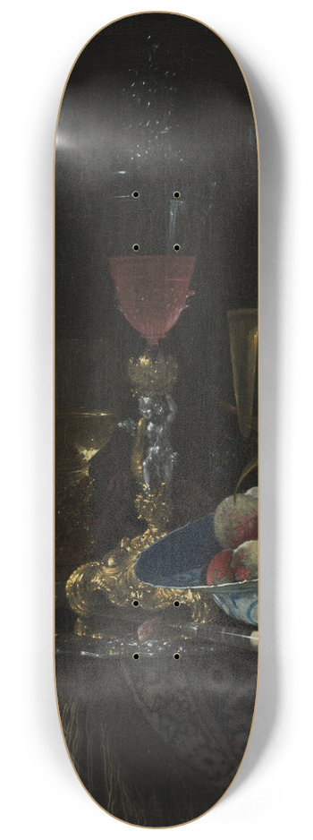 Willem Kalf - Wineglass and a Bowl of Fruit 8.25 inch art skate deck
