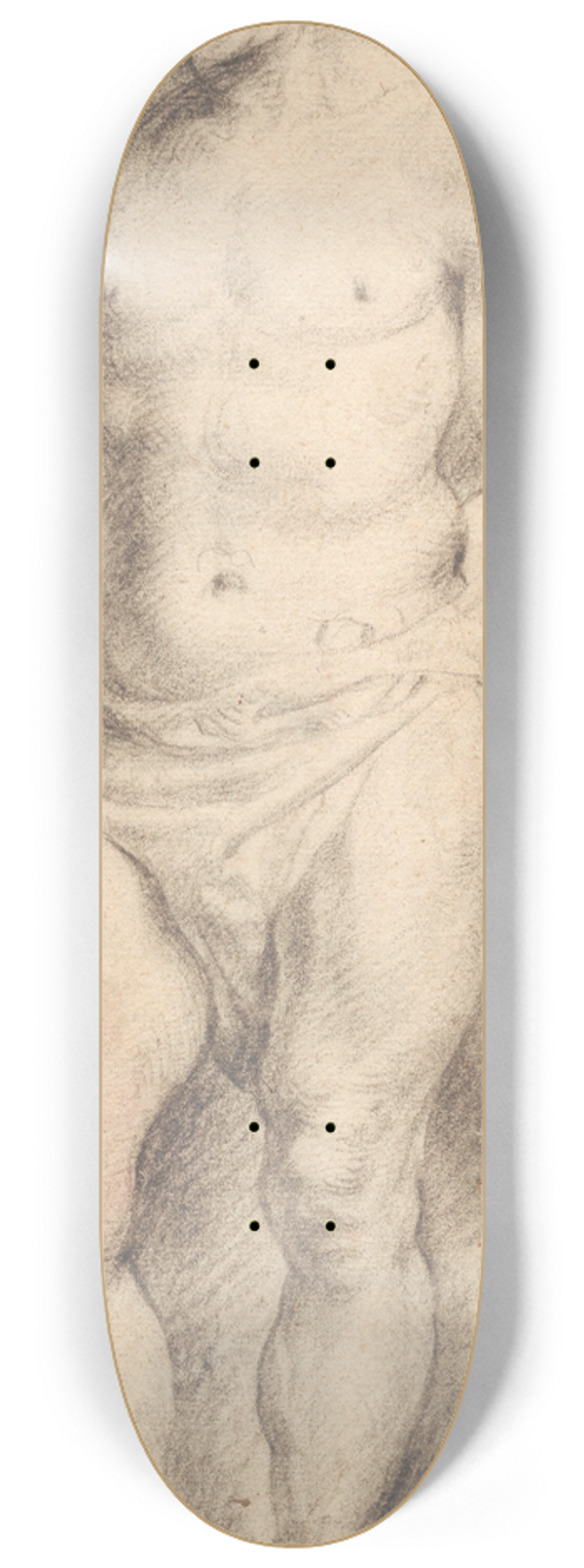 Willem Panneels - Front view of a male figure 8.25 inch art skate deck