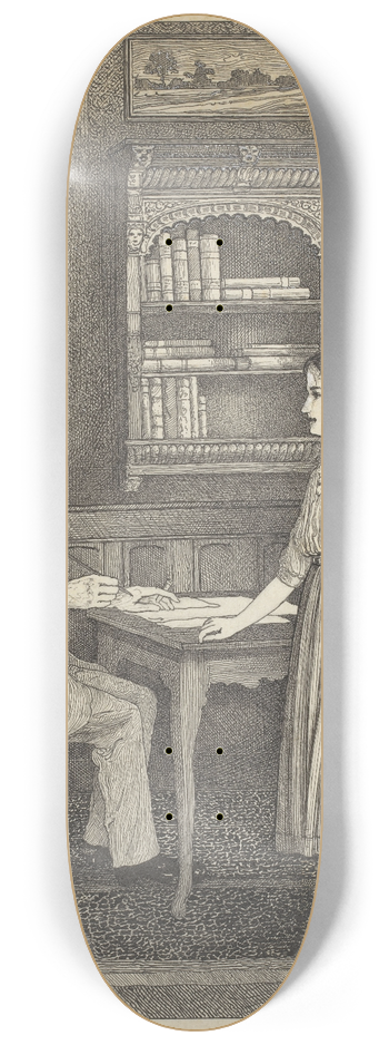 Willem Pothast - Meisje en schrijvende man bij een tafel 8.25 inch art skate deck