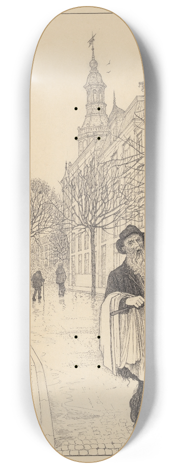 Willem Pothast - Oude man met stok op een straat 8.25 inch art skate deck