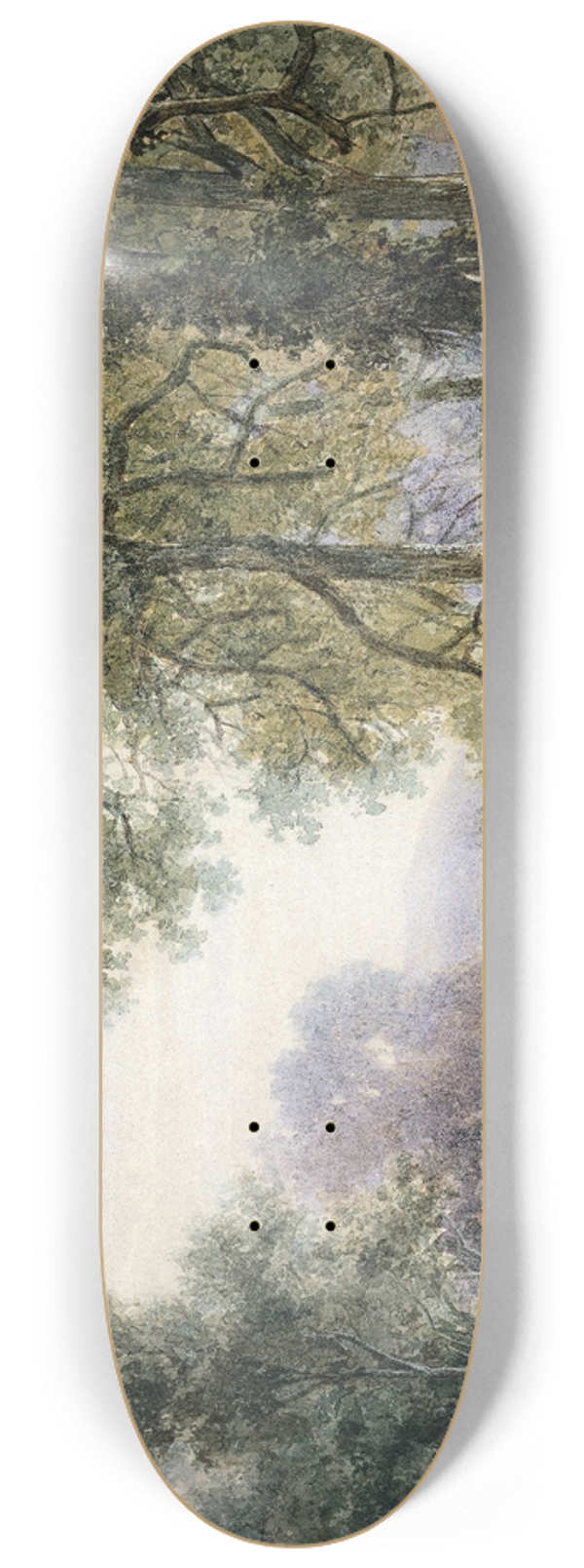 Willem Roelofs - Boomrijk landschap met stenen brug over een rivier 8.25 inch art skate deck