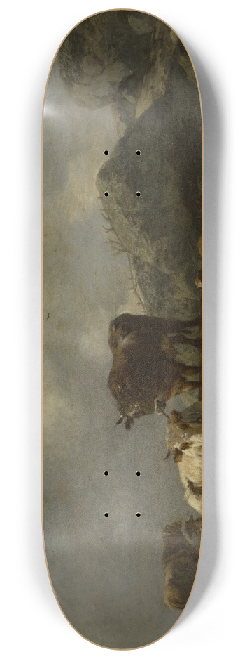Willem Romeyn - Cattle Resting at a River Crossing 8.25 inch art skate deck