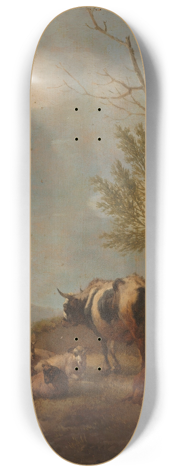 Willem Romeyn - Landscape with Animals 8.25 inch art skate deck